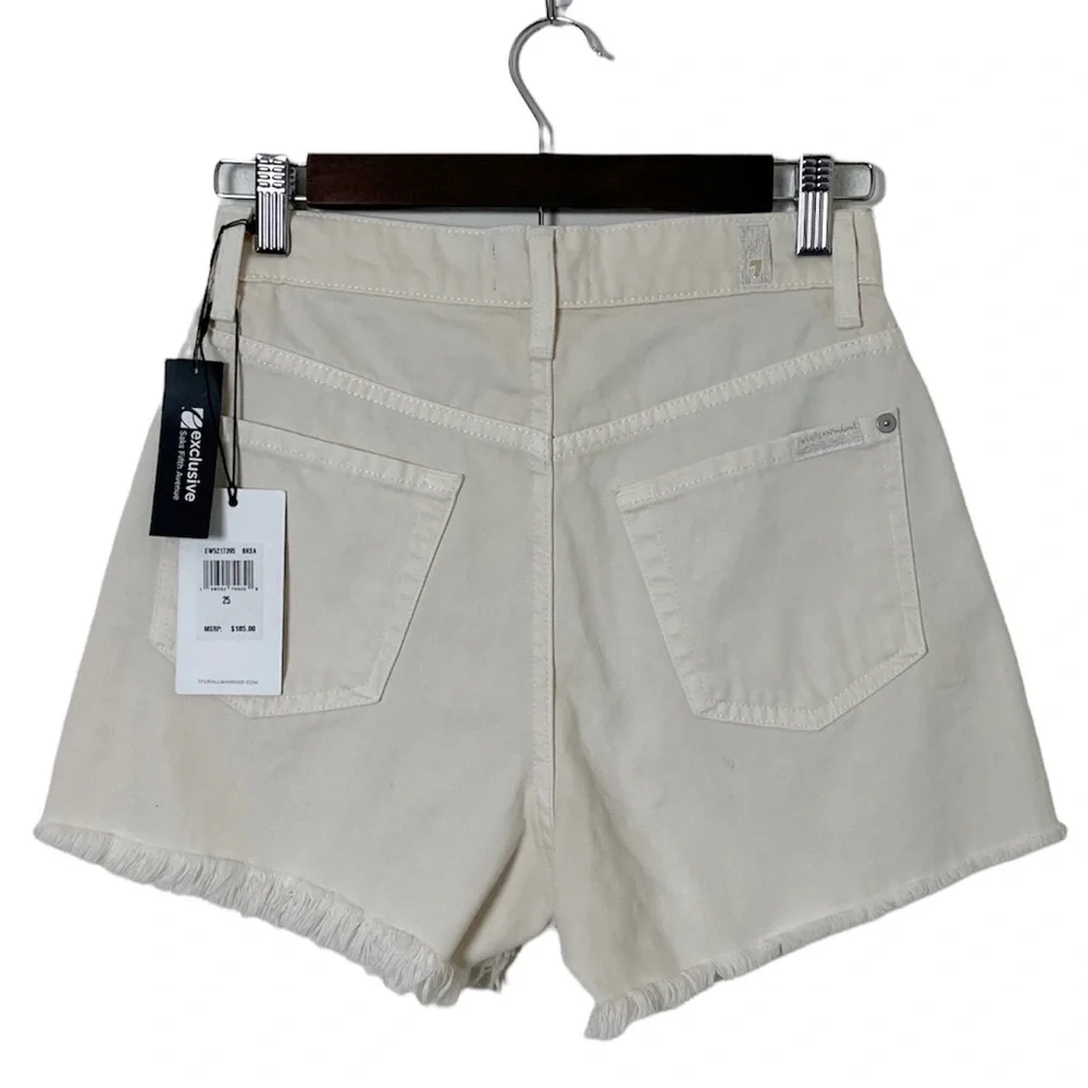 7 For All‎ Mankind High Waist Gold Metallic Cream Shorts Size 25